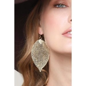 Rose Gold Dipped Real Leaf Earrings